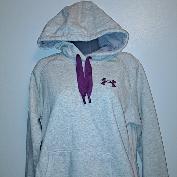 Under Armour Gray Hoodie with Purple Accents - Picture 1 of 9